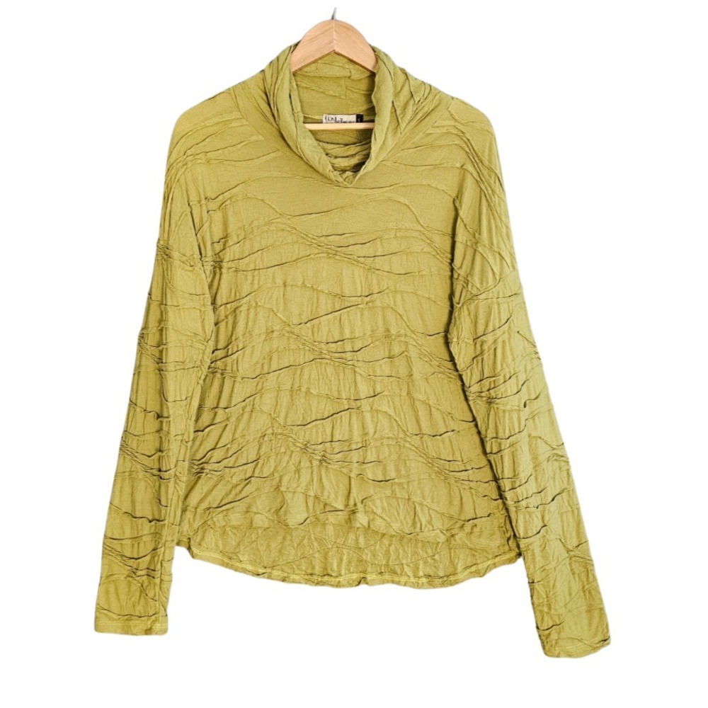 Chalet et Ceci Womens S Textured Tunic Green Cowl Neck Drop Shoulder FR62555 Art
